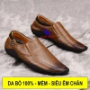 Giày lười nam da bò S-2 nâu, slip on công sở, đế bệt lái xe, giá rẻ 290.000đ 2