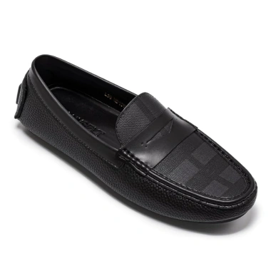 Giày lười nam da nubuck RANYBELT Đế cao su chống trơn, êm ái màu đen