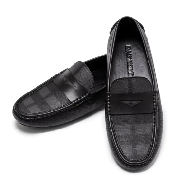 Giày lười nam da nubuck RANYBELT Đế cao su chống trơn, êm ái màu đen