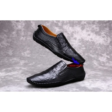 Giày Lười Nam Slipon Da Bò Dập Vân Cá Sấu Siêu Mềm S‑6 Đen – Giá 220k 2