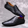 Giày Lười Nam Slipon Da Bò Dập Vân Cá Sấu Siêu Mềm S‑6 Đen – Giá 220k 9
