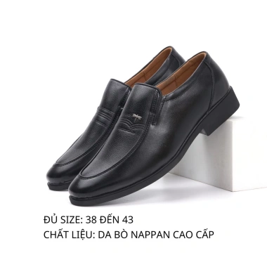 Giày lười nam trung niên hoa cánh chuồn, đế khâu chắc, da mềm, giảm hai mươi phần trăm còn 189k
