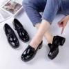 Giày lười nữ cổ điển PU bóng không thấm nước, gót vuông 4cm, tăng 1 size - Giá 112k 2