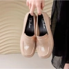 Giày lười nữ cổ điển PU bóng không thấm nước, gót vuông 4cm, tăng 1 size - Giá 112k 9