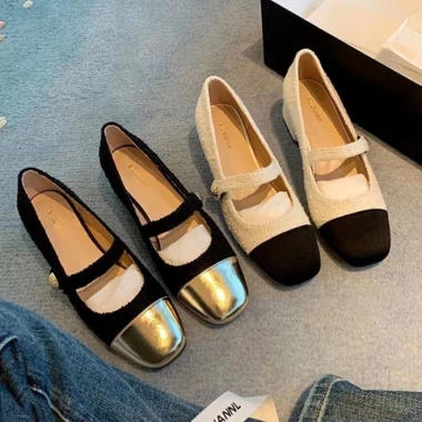 Giày Mary Jane Nữ Mùa Xuân Pháp Size Lớn, Khối Màu Dày, Gót Trung Bình, Mũi Tròn Giá chỉ 193.920₫