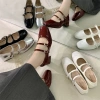 Giày Mary Jane nữ mũi vuông 2 quai ngang, đế cao 4cm dày, màu đen/bạc - Giá 299.000₫ 2
