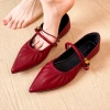 Giày Mary Jane Retro Nhật Bản Mũi Nhọn Mềm Đính Hạt Đế Bằng 35-42 - Giảm 23%