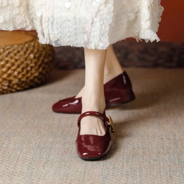 Giày Mary mũi vuông kiểu Pháp 3p cao cấp nữ khuy Miu MJ 24 Giá ưu đãi 210.000 VND