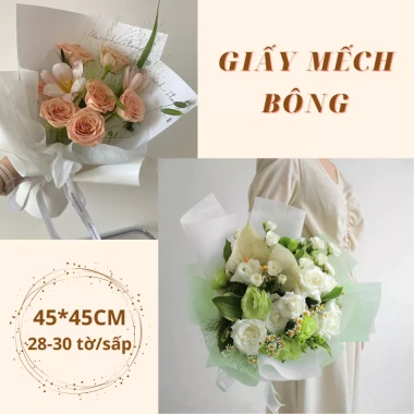 Giấy Mếch Bông Lót Gói Hoa 45x45cm 5 Tờ - Chống Thấm Nước Giá Ưu Đãi 18.000₫ 3