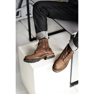 Giày nam cao cổ WOLVERINE ZIP nâu – Boot da bò sáp siêu bền, phượt, giảm giá 6,012,500₫