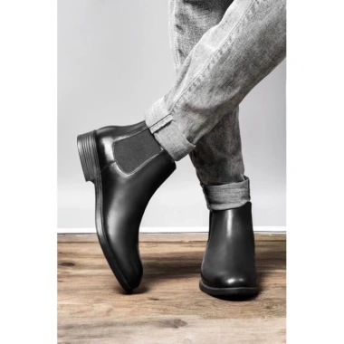 Giày nam Chelsea Boot cao cổ da bò thật TEFOSS HN601 - Da Nappa, size 38-44, mũi tròn, giá giảm 2.762.500 VND