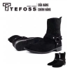Giày nam Chelsea Boot da bò TEFOSS HT799 Da lộn đen mũi nhọn, giá 2,86 triệu