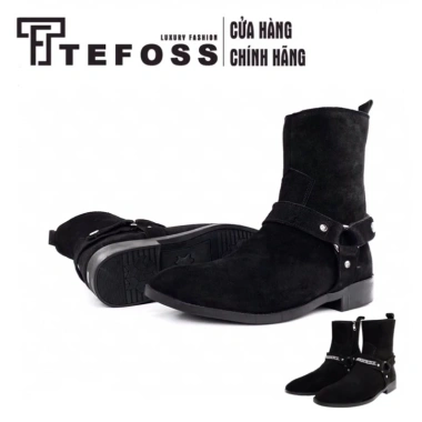 Giày nam Chelsea Boot da bò TEFOSS HT799 Da lộn đen mũi nhọn, giá 2,86 triệu