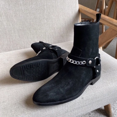 Giày nam Chelsea Boot da bò TEFOSS HT799 Da lộn đen mũi nhọn, giá 2,86 triệu
