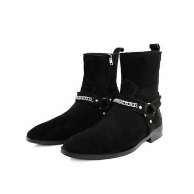 Giày nam Chelsea Boot da bò TEFOSS HT799 Da lộn đen mũi nhọn, giá 2,86 triệu