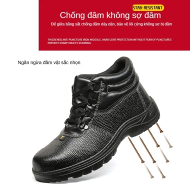 Giày nam chống va đập, đâm thũng, mài mòn với tấm sắt bảo vệ - An toàn công việc
