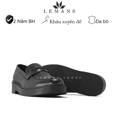 Giày Nam Penny Loafer Black PL01D da bò, tăng 4cm, bảo hành 24 tháng - Giá 497k 2