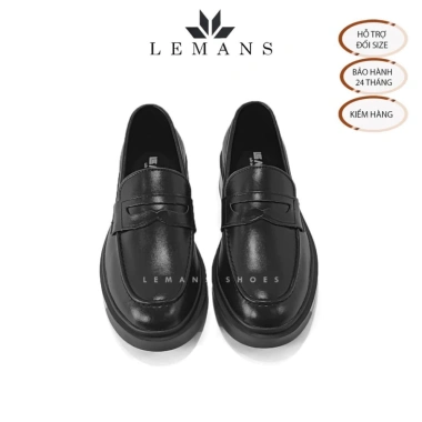 Giày Nam Penny Loafer Black PL01D da bò, tăng 4cm, bảo hành 24 tháng - Giá 497k 4