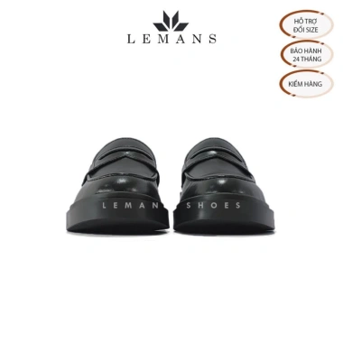 Giày Nam Penny Loafer Black PL01D da bò, tăng 4cm, bảo hành 24 tháng - Giá 497k 5