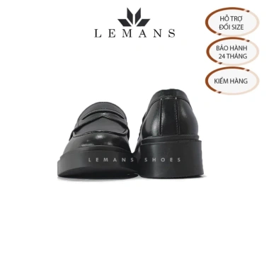 Giày Nam Penny Loafer Black PL01D da bò, tăng 4cm, bảo hành 24 tháng - Giá 497k 8