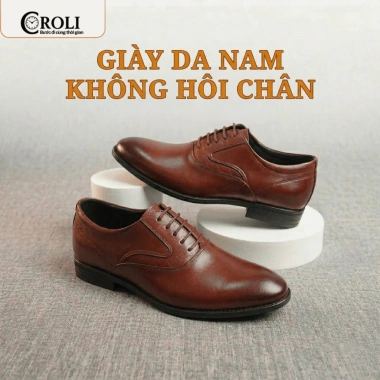 Giày Nam Tây da bò thật tăng chiều cao, đế cao su CROLI TC1.196 - Giá 550k (giảm)