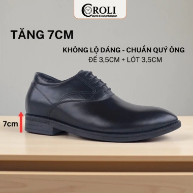 Giày Nam Tây da bò thật tăng chiều cao, đế cao su CROLI TC1.196 - Giá 550k (giảm) 3