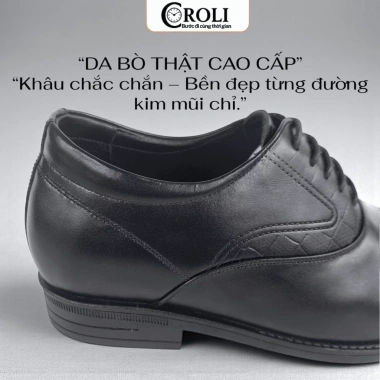 Giày Nam Tây da bò thật tăng chiều cao, đế cao su CROLI TC1.196 - Giá 550k (giảm) 5