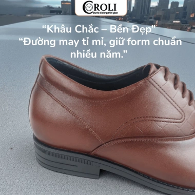 Giày Nam Tây da bò thật tăng chiều cao, đế cao su CROLI TC1.196 - Giá 550k (giảm) 7