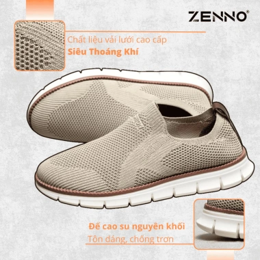 Giày Nam ZENNO CS152 Sneaker Thời Trang Hàn Quốc, Chất Thoáng Khí, Đế Cao, 310.000₫