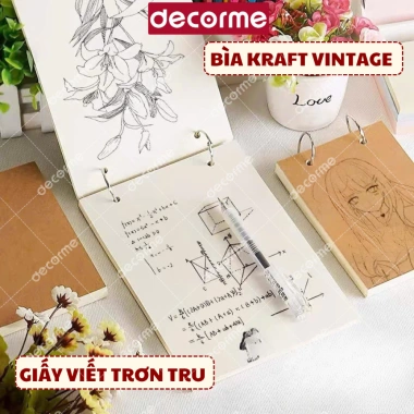 Giấy nháp A5 sổ 1 khoen 100 tờ bìa vintage - Phác thảo, vẽ, ghi chép, sổ tay 41.900 VND 4