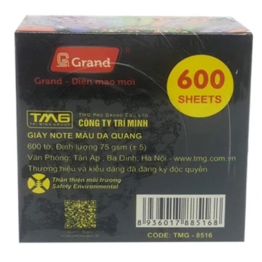 Giấy note 3x3 màu dạ quang Pgrand - Giá 68.000₫, dày dặn, in sắc nét, chất lượng cao 3