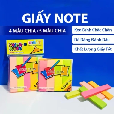 Giấy Note UNI-T dạ quang 4-5 màu chia 13.000 giấy ghi chú chất lượng giảm giá
