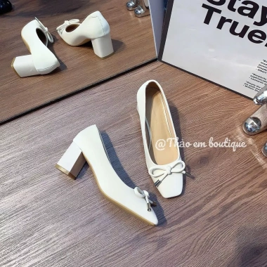 Giày nữ búp bê gót cao 5p phối nơ thời trang - Giá chỉ 279.000đ giảm mạnh 2