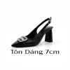 Giày Nữ Cao Gót Mũi Nhọn Phối Nơ, Guốc Slingback Gót Trụ Thanh Lịch NUDDO N7.100 10