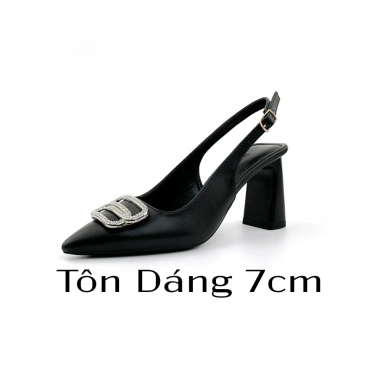 Giày Nữ Cao Gót Mũi Nhọn Phối Nơ, Guốc Slingback Gót Trụ Thanh Lịch NUDDO N7.100 10 Giày Nữ Cao Gót Mũi Nhọn Phối Nơ, Guốc Slingback Gót Trụ Thanh Lịch NUDDO N7.100 10