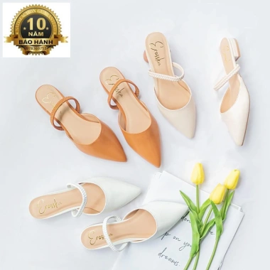 Giày Nữ Đế Bệt Mũi Nhọn Thời Trang Phối Dây EL002 Vàng Bò - Tặng Nước Hoa, 1,4 Triệu