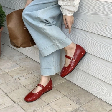Giày nữ đế cao 3cm mũi vuông đính đá cá tính - Mary Jane búp bê tiểu thư 6.002, full box, giảm còn 269.000đ