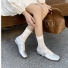 Giày nữ đế cao 3cm mũi vuông đính đá cá tính - Mary Jane búp bê tiểu thư 6.002, full box, giảm còn 269.000đ 6