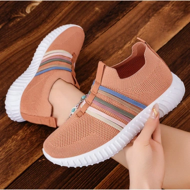 Giày Nữ Xỏ Tiện Vải Đế Mềm Siêu Nhẹ Thoáng Khí Sọc Nhiều Màu Thời Trang Dễ Chịu 5
