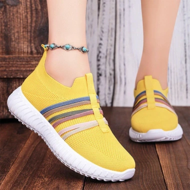 Giày Nữ Xỏ Tiện Vải Đế Mềm Siêu Nhẹ Thoáng Khí Sọc Nhiều Màu Thời Trang Dễ Chịu 6