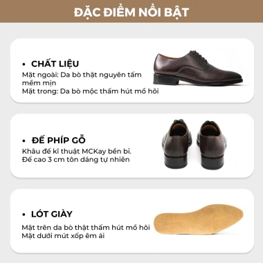 Giày Oxford Đế Phíp Cao Cấp Nâu Patina SIGOURNEY Da Bò Mềm Mịn - Bảo Hành 18 Tháng - 1.3 Triệu 3 Giày Oxford Đế Phíp Cao Cấp Nâu Patina SIGOURNEY Da Bò Mềm Mịn - Bảo Hành 18 Tháng - 1.3 Triệu 3