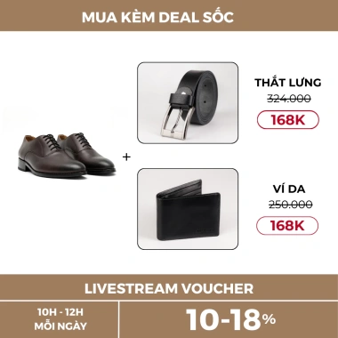 Giày Oxford Đế Phíp Cao Cấp Nâu Patina SIGOURNEY Da Bò Mềm Mịn - Bảo Hành 18 Tháng - 1.3 Triệu