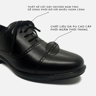 Giày Oxford nam da công sở, đế khâu cao cấp, tăng chiều cao, cột dây trẻ trung sang trọng - 289k 2