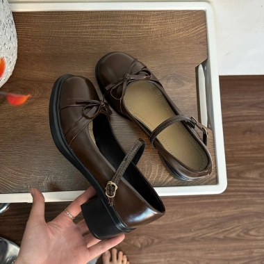 Giày Oxford nữ chân gầy lùi 1 size mũi trơn đính nơ chupy - Giá ưu đãi 119.000₫