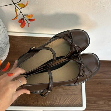 Giày Oxford nữ chân gầy lùi 1 size mũi trơn đính nơ chupy - Giá ưu đãi 119.000₫