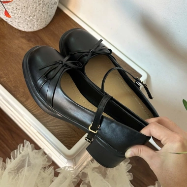 Giày Oxford nữ chân gầy lùi 1 size mũi trơn đính nơ chupy - Giá ưu đãi 119.000₫
