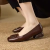Giày Retro nữ mũi vuông slip-on da mềm nhẹ, đế bằng, giá 283.847₫, giảm 18% 3