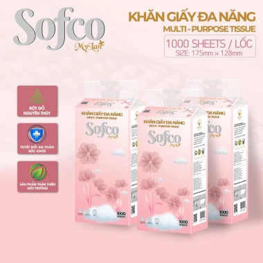 Giấy rút đa năng Sofco 4 lớp 1.000 tờ/bịch - Giá 299k tặng 2 móc treo tường