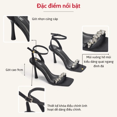 Giày Sandal Cao Gót 9cm Quai Đính Đá Pixie E156 - Thoải mái, Sang trọng, Giá 309.000 VND