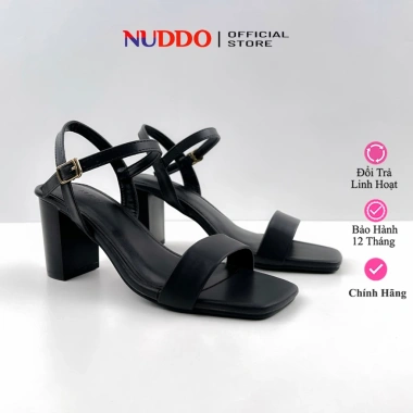Giày Sandal Cao Gót Nữ 7p Đế Vuông - Guốc Quai Ngang Basic NUDDO N702 Giá 329k